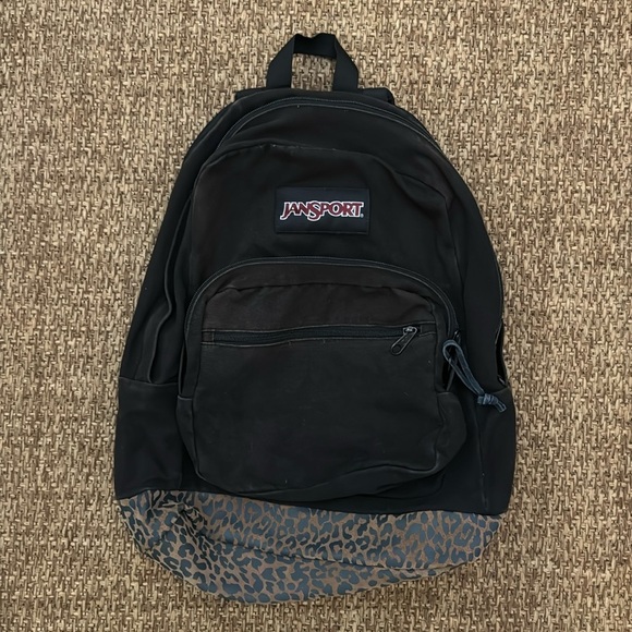 JanSport Right Pack Backpack with Cowhide Split Suede Boot Cheetah Print - Picture 1 of 9